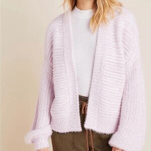 ANTHROPOLOGIE Akemi + Kin Tallulah Eyelash Cardigan Sweater Pink OS One Size